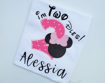 Minnie Mouse 2nd Birthday Shirt, Pink and Gold Party Outfit