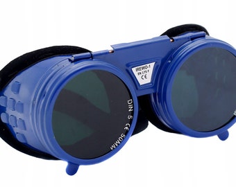 Blue Welding Goggles - Ready to Make your Post apocalyptic Goggles - Goggles with Flip-Up Lenses - Blue Steampunk Goggles - Post apocalyptic