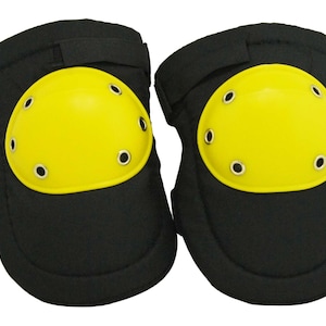 Protective Knee Pads - Knee Pads - Yellow Greaves - Ready to Craft Knee Pads - Adjustable Hard Cap Knee Pads In Black & Yellow - Shoulderpad
