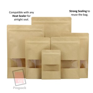 Kraft Brown Paper Window Packing Bags Heat Sealable Zip Lock - Etsy