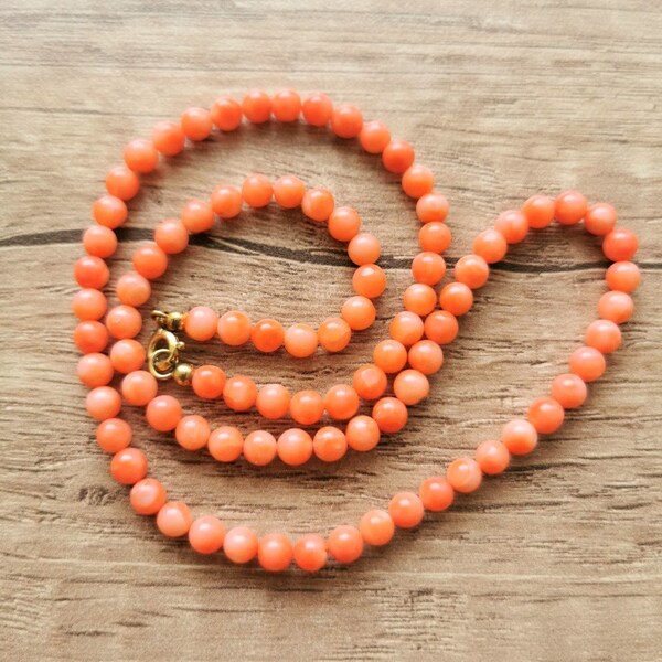 Coral Bead Necklace Etsy