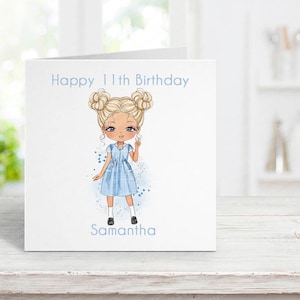 Carte d’anniversaire personnalisée pour les filles, carte d’anniversaire à la mode pour la fille, carte de couleur de cheveux personnalisée pour la fille sœur petite-fille