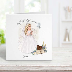 Carte de première communion pour fille, carte personnalisée, carte-cadeau de communion