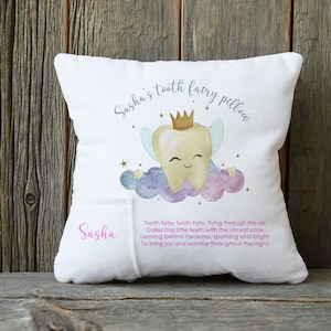 Almofada Fada do Dente Pink Girls com Bolso - Somente Capa para Porta-Dente Personalizada