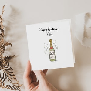 Carte d'anniversaire personnalisée pour célébrer une étape importante, carte de célébration champagne, cartes d'anniversaire personnalisées 18e, 21e, 30e, 40e, 50e et 60e