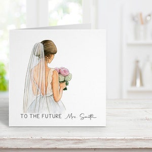 Carte de fiançailles pour la future mariée, carte de Mme, carte-cadeau de douche nuptiale, carte à encadrer