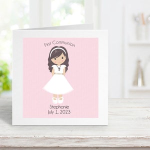 First Communion Card for Girl,  Personalized Card, Communion Gift Card