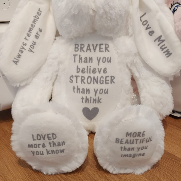 Personalised Braver Message Sentiment Being Brave teddy soft plush toy gift christening  baptism communion kids childrens boys girls