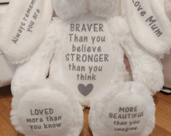 Personalised Braver Message Sentiment Being Brave teddy soft plush toy gift christening  baptism communion kids childrens boys girls