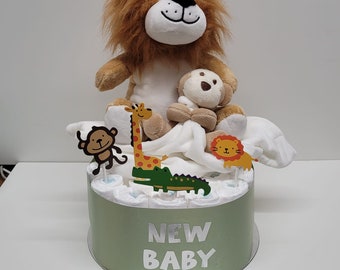 Quick Delivery Safari Jungle Theme Baby Nappy Cake Newborn Baby Gift Babyshower