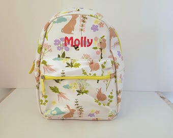 Personalised Bunny Backpack: Floral Wildlife Nursery Bag