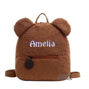 Sac à dos Fluffy Bear Brown personnalisé, sac à dos pour enfants, sac à dos pour enfants, sac à dos pour école maternelle,