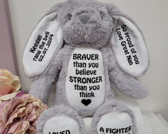 Personalised Superhero Plush Bunny: Brave Message, Anxiety Relief Toy