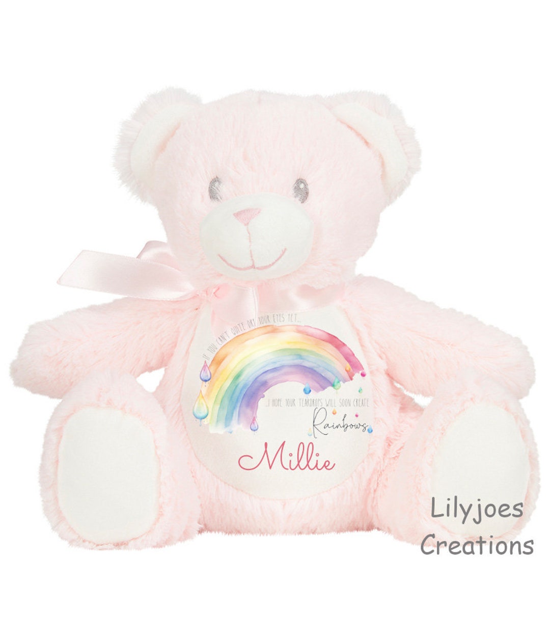 Personalised Sorrow Sad Rainbow Dry Your Eyes Teddy Bear Gift