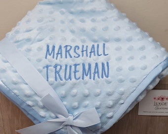 Personalized Baby Blanket: Embroidered Name, Soft Satin Trim