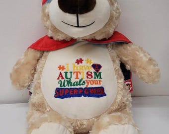 Superhero Large Teddy Personalised Embroidered Teddy Bear, Soft Toy, New Baby Keepsake Gift
