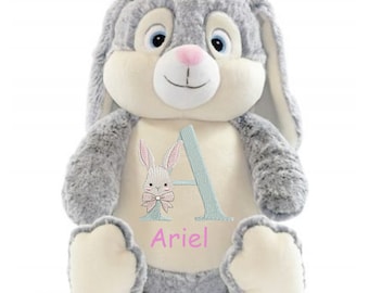 Quick Delivery, Easter My 1st Easter Grey Bunny Personalised Teddy Bear, Soft Toy, New Baby Keepsake Gift