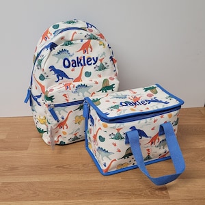 Quick Delivery Personalised Colourful Dinosaur Backpack Lunch Bag Set Dinosaur Gift Nursery Bag Back To School Girls Backpack Personalized