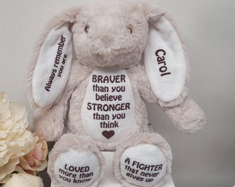 Personalised Fighter Braver MessageThan You Believe Message Teddy Bear - Plush Courage Strong Gift Child Adult Illness Sentiment Toy