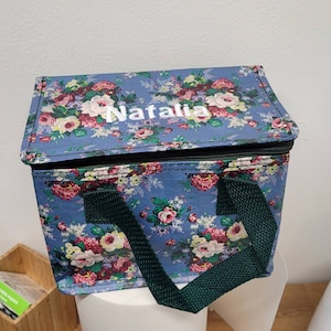 Personalised floral lunch bag, cat dog lunch bag, fairy lunch bag, wildlife lunch bag