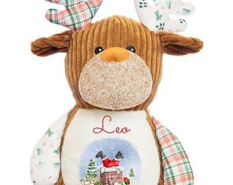 Personalised Christmas Reindeer Teddy Large Santa Chimney Nice List First Baby's