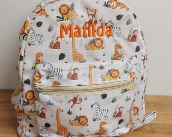 Personalised backpack, childrens back pack, kids backpack, safari backpack, school backpack,