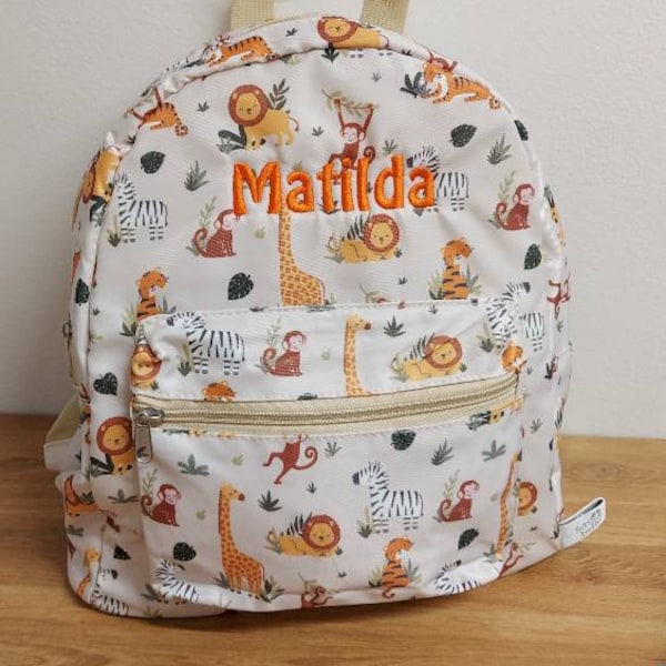 Personalised backpack, childrens back pack, kids backpack, safari backpack, school backpack,