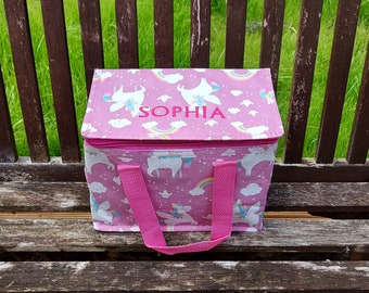Personalised Pink Unicorn Lunch Bag: Embroidered Insulated Cooler