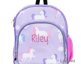 Personalized Lilac Unicorn Backpack: Toddler Nursery School Bag