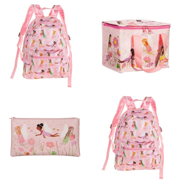 Quick Delivery Personalised Fairy Backpack Lunch Bag Pencil Case Set, School Bag, Childrens Back Pack, Kids Backpack