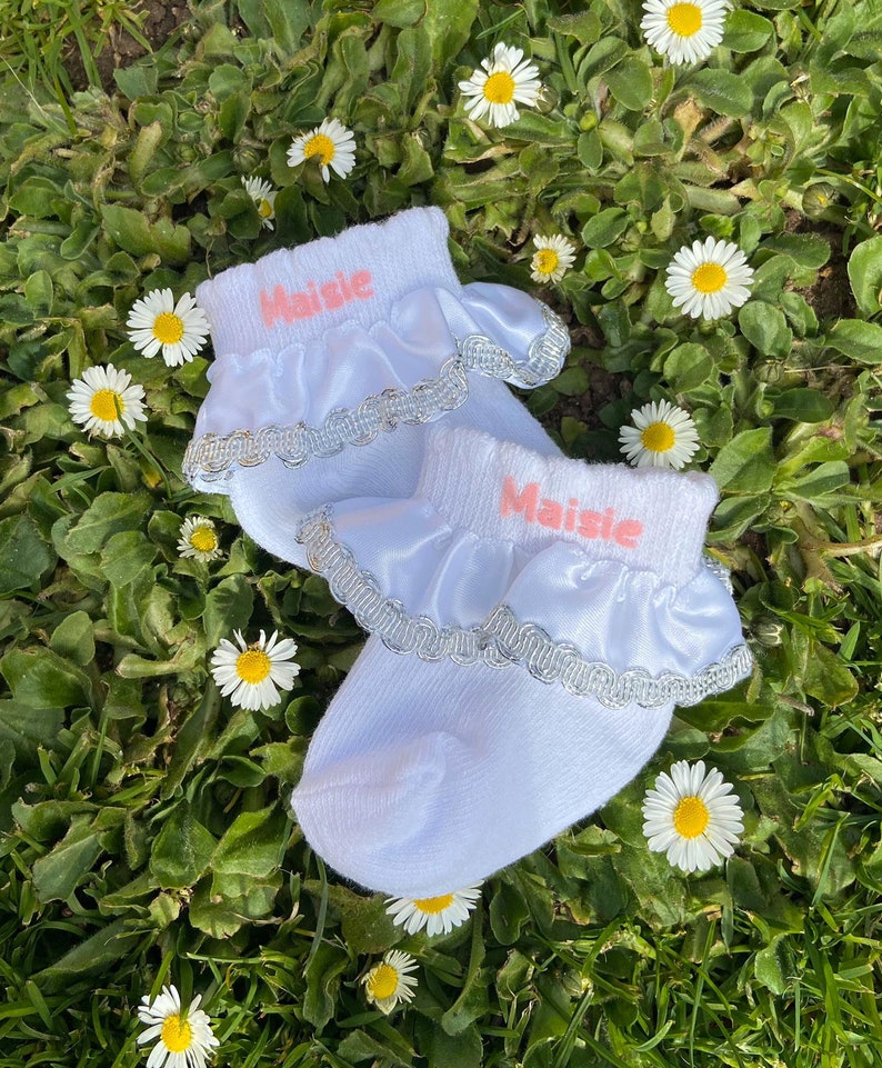 Personalised frilly baby socks Etsy