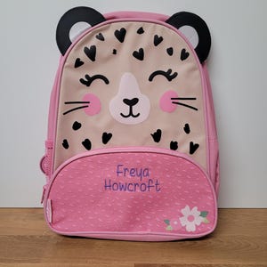 Sac à dos personnalisé léopard rose pour enfant en bas âge, maternelle, rentrée scolaire préscolaire, préscolaire