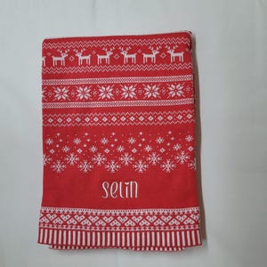 PROMOÇÃO Manta de Natal Personalizada: Manta de Bebê Bordada com Estilo Nórdico Fair Isle