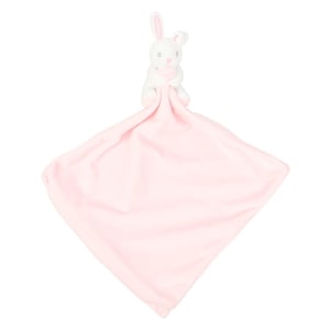 Peut inclure: Une couverture rose pour b&eacute;b&eacute; avec un lapin blanc attach&eacute;. Le lapin a des oreilles roses et un nez rose.