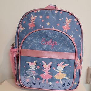 Sac à dos personnalisé lapin ballerine rose sac à dos enfant en bas âge, maternelle, retour à l'école préscolaire préscolaire