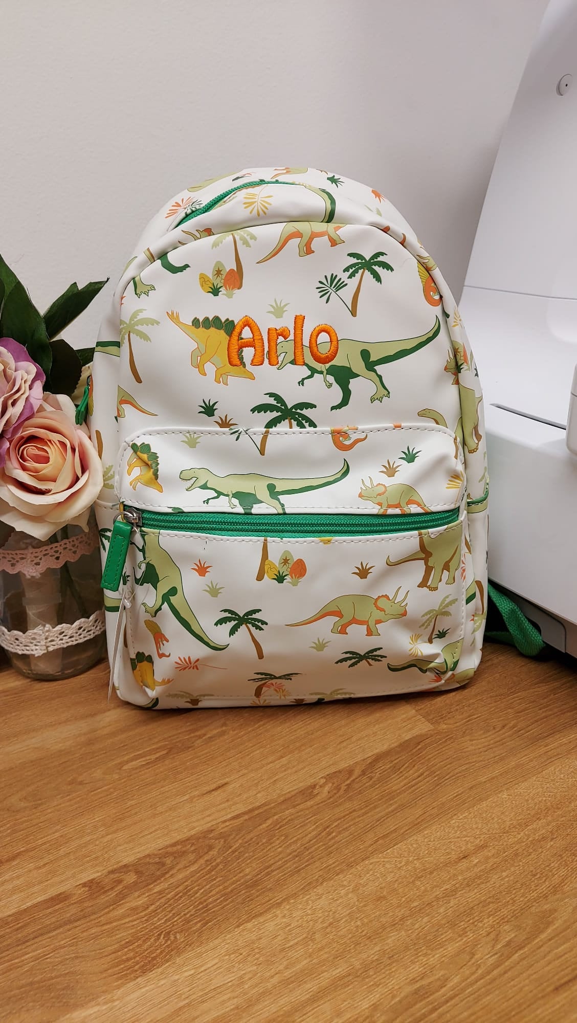 Quick Delivery Personalised Colourful Dinosaur Backpack Lunch Bag Set Dinosaur Gift Nursery Bag Back To School Girls Backpack Personalized
