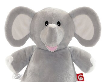 Snelle levering, grote grijze olifant gepersonaliseerde geborduurde teddybeer, knuffel, aandenken