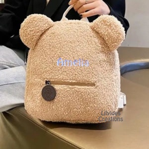 Sac à dos personnalisé Fluffy Bear Light Brown, sac à dos pour enfants, sac à dos pour enfants, sac à dos pour école maternelle,