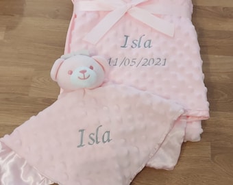 Quick Delivery Personalised Baby Gift Set Matching Blanket and