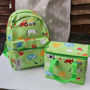 Quick Delivery Quality Personalised Farm Yard Farmyard Backpack Lunch Bag Gift Set Farmyard Gift Nursery Bag Back To School Personalized