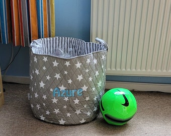 Personalised Large Toy Storage Bag: Star Print Kids Storage Basket