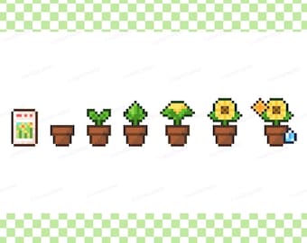 Cute Sunflower Plant Badges | Pixel Art Styled | Twitch Sub / Loyalty / Bit / Cheer Badges