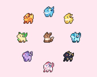 Cute Eeveelution Badges | Pixel Art Styled | Twitch Sub / Loyalty / Bit / Cheer Badges