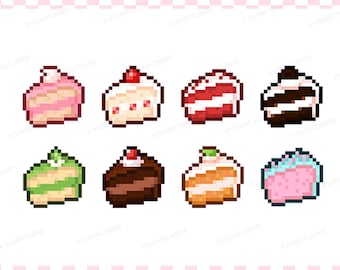 Cute Cake Slice Badges | Pixel Art Styled | Twitch Sub / Loyalty / Bit / Cheer Badges