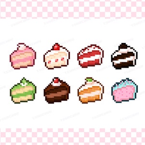 Cute Cake Slice Badges | Pixel Art Styled | Twitch Sub / Loyalty / Bit / Cheer Badges