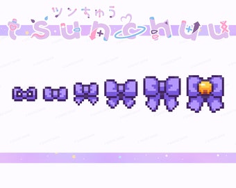 Premade Purple Cute Bows | Pixel Art Styled | Twitch Sub / Loyalty / Bit / Cheer Badges