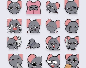 Premade Grey Rat Mouse Rodent Emotes | Silly and Goofy | for Twitch or Discord