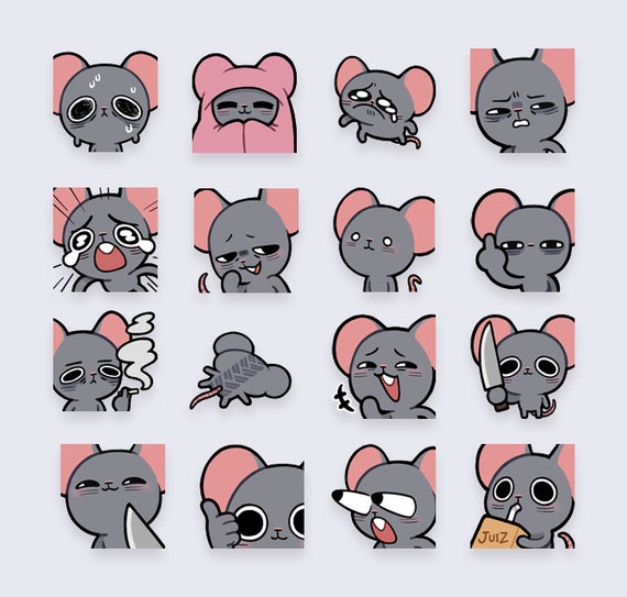 Premade Grey Rat Mouse Rodent Emotes | Silly and Goofy | for Twitch or Discord