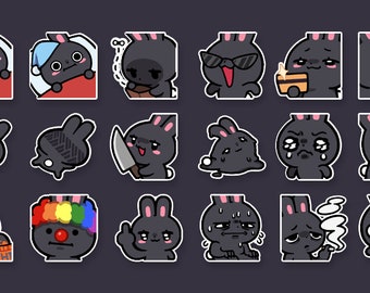 Premade Black Bunny Rabbit Hare Emotes | Silly and Goofy | for Twitch or Discord