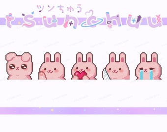 Emotes de coelho pré-fabricados | Estilo Pixel Art | para Twitch ou Discord